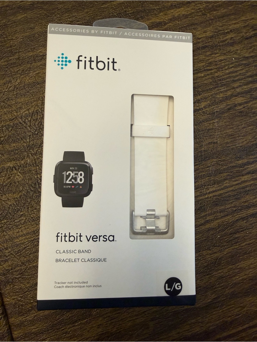 Fitbit Versa White Classic Replacement Band with Silver Buckle